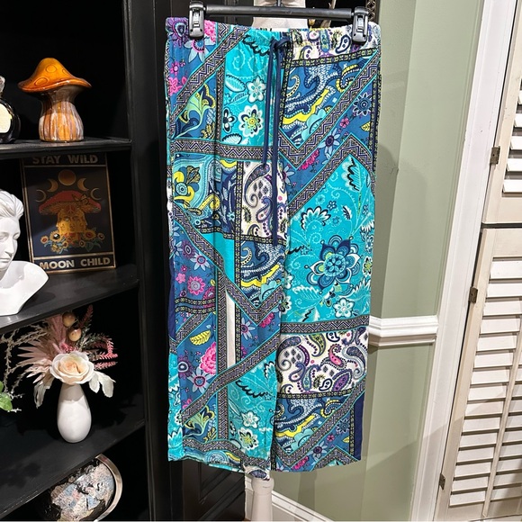 Natori Pants - Natori Vibrant Paisley Patchwork Wide-Leg Pants – Size Small